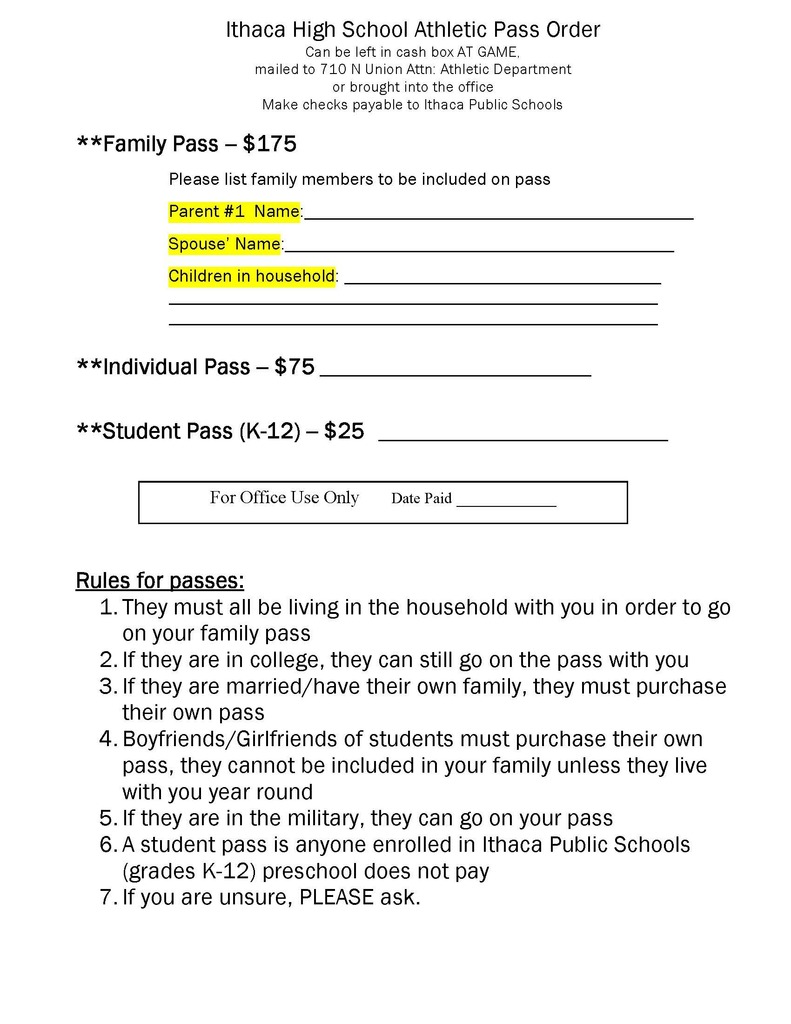 Family Pass Form