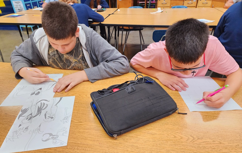 students in art class